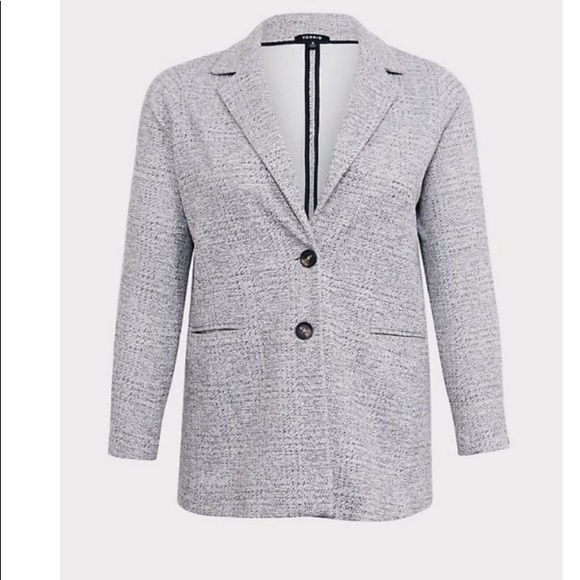 Torrid Long Gray Stretch Knit Boyfriend Blazer Plus Size Career Office In Size 2 - Picture 9 of 10